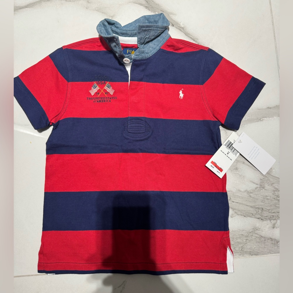 Polo by Ralph Lauren Kids Red and Navy Striped Polo